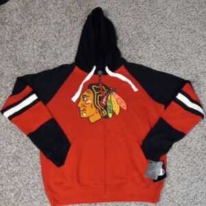 Chicago Blackhawks NHL Zip-Up Hoodie with Front Pockets (Size: L)